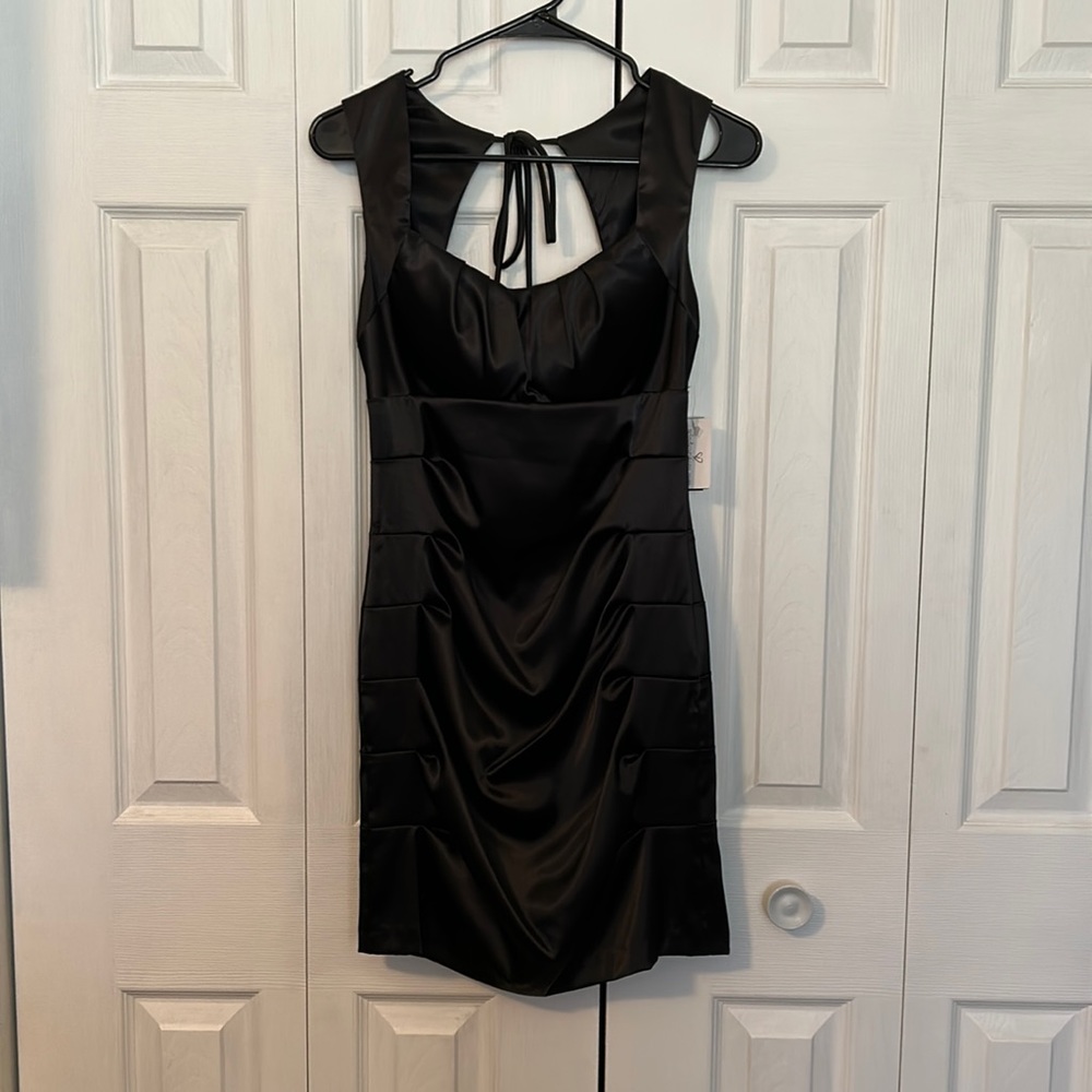 Black satin dress